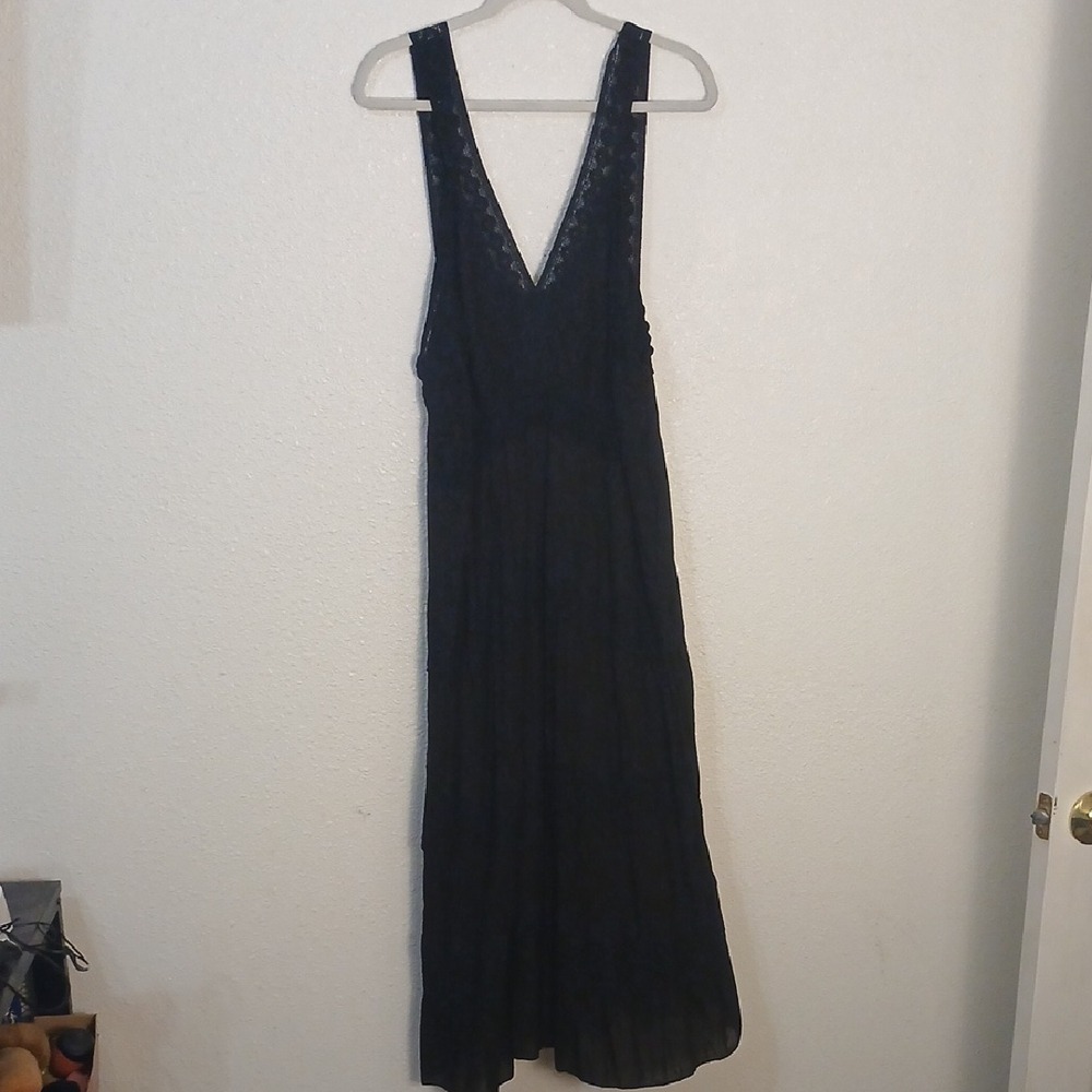 Aqua Blu Black V-Neck Backless Sundress